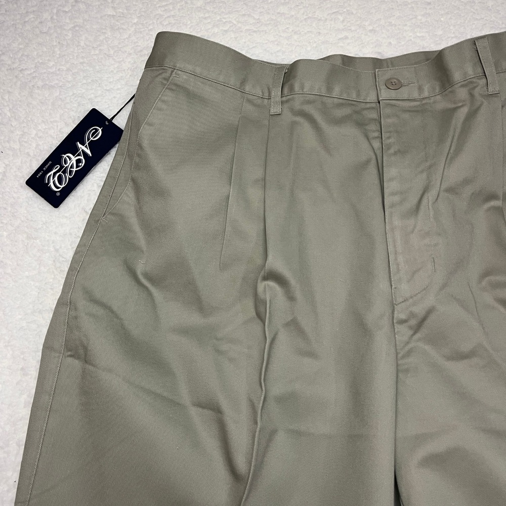 NCQ Pants Mens 42x32 Khaki New Central Queen Co Pleated Wrinkle Free 4312